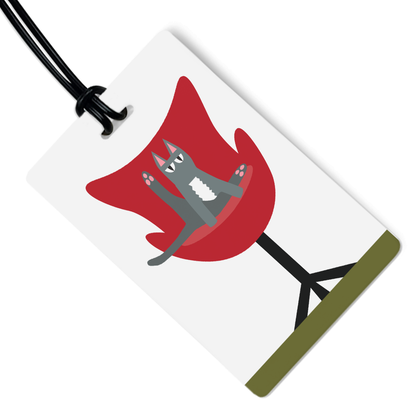 Cat on Chair Luggage Tag w/ Black Strap