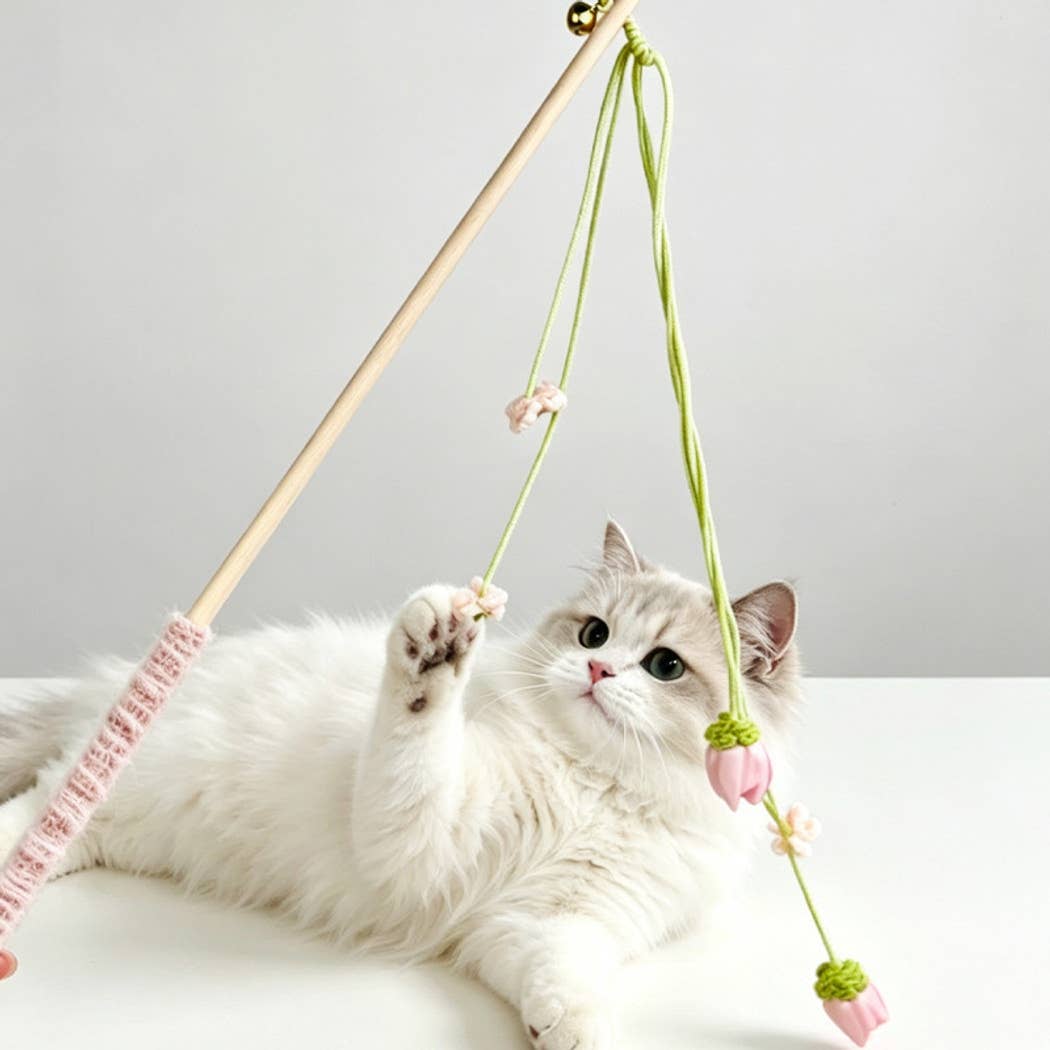 Moo - Flower Bell Cat Teaser Wand Toy