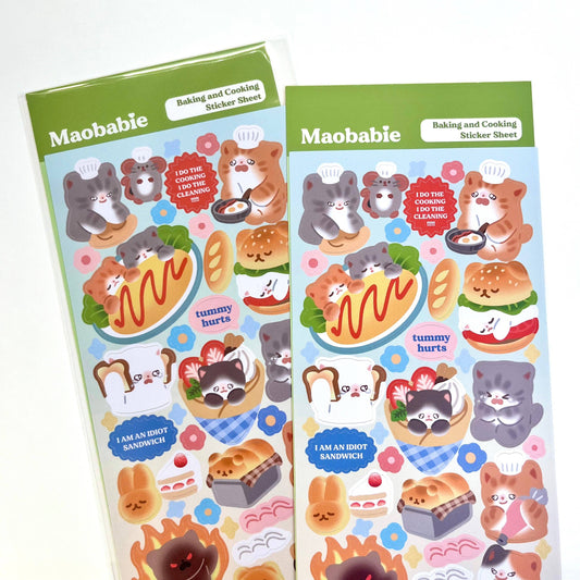 Maobabie - Sticker Sheet - Cooking and Baking Kitties