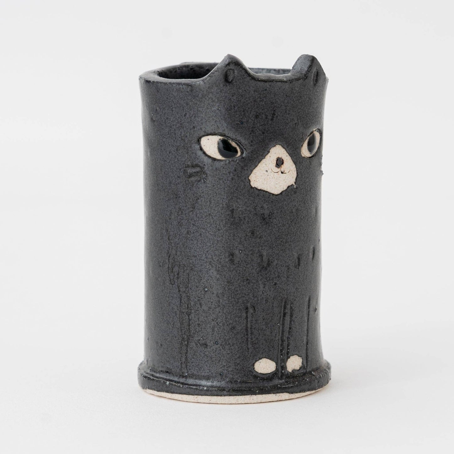Handmade Cute Ceramic Cat Mini Vase – Black
