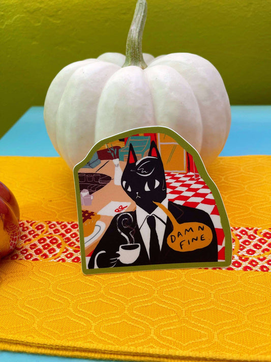 Damn Fine Twin Peaks cat vinyl waterproof sticker