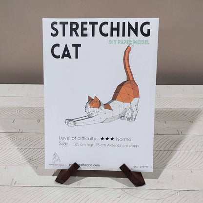 Stretching Cat 3D PaperCraft Origami Model