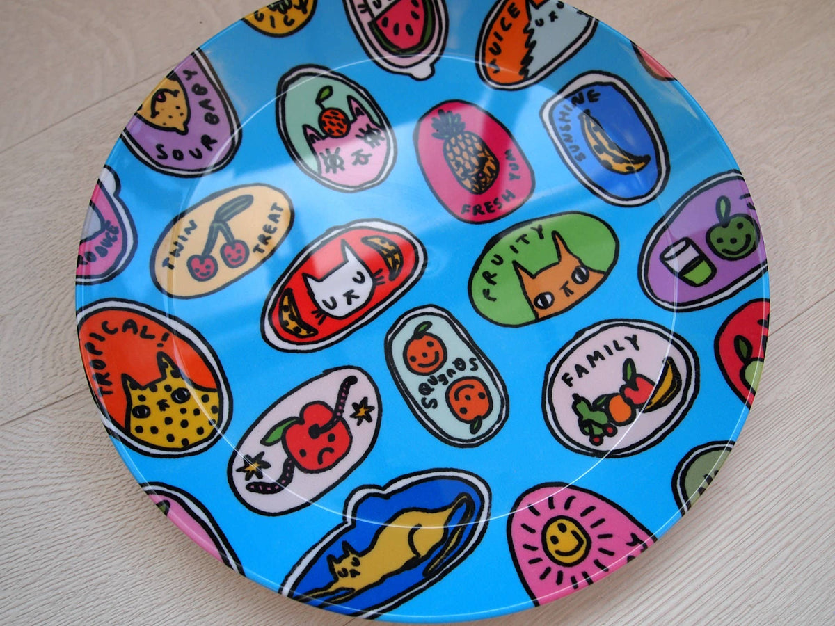 Cat Fruit Illustrated Plastic Snack Plate