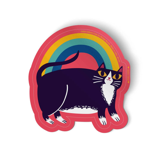 Rainbow Tuxedo Cat Sticker