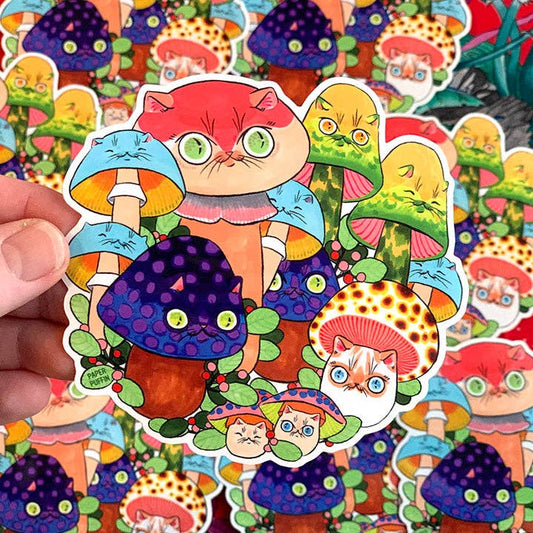 Paper Puffin - Mushroom Cat #27 Large Sticker