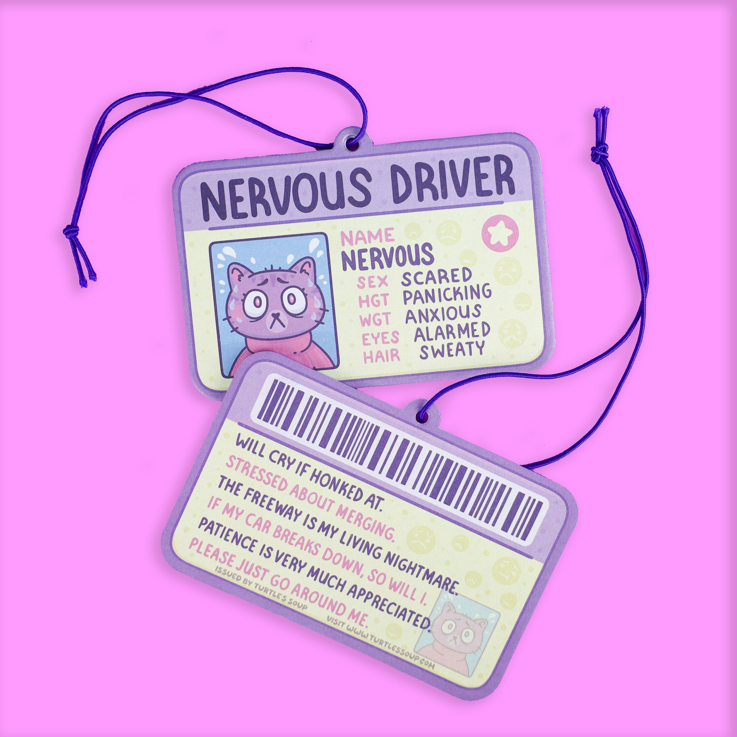 Nervous Driver Car Air Freshener, Lavender Scented, Cute