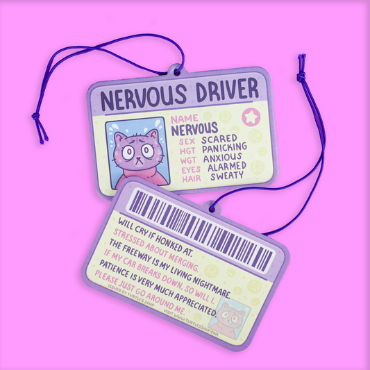 Nervous Driver Car Air Freshener, Lavender Scented, Cute