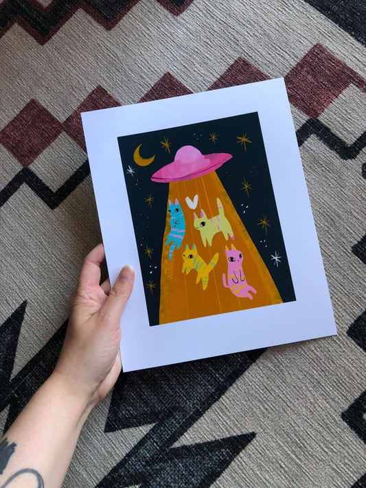 Space invader cats 8x10 print