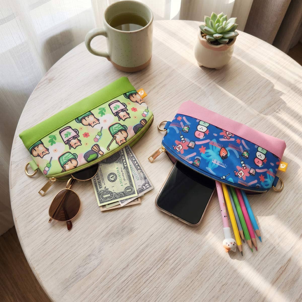 Meowy Matcha Zip Pouch