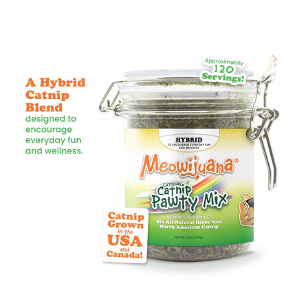 Meowijuana® Jar of Catnibas® Catnip Pawty Mix