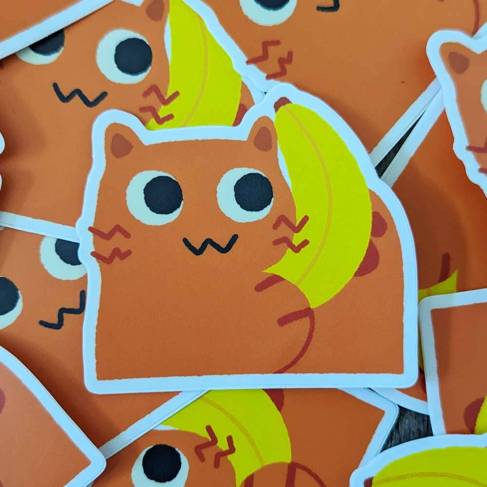 Banana Phone Orange Cat Vinyl Sticker