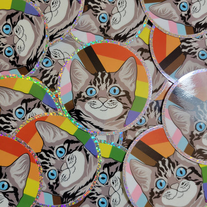“Ally Cat" 3" round holo sparkle vinyl