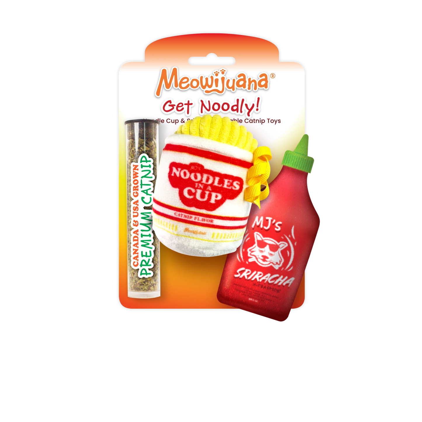 Meowijuana Get Noodly Noodles & Sriracha Catnip Toy 2-Pack