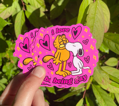 Gay Pride Sticker- Garf & Snoopy Kissing