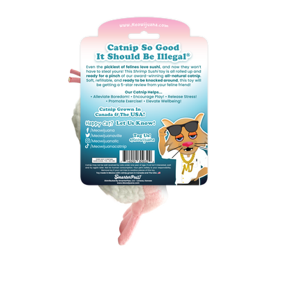 Get Wrapped Shrimp Sushi Roll Refillable Catnip Cat Toy