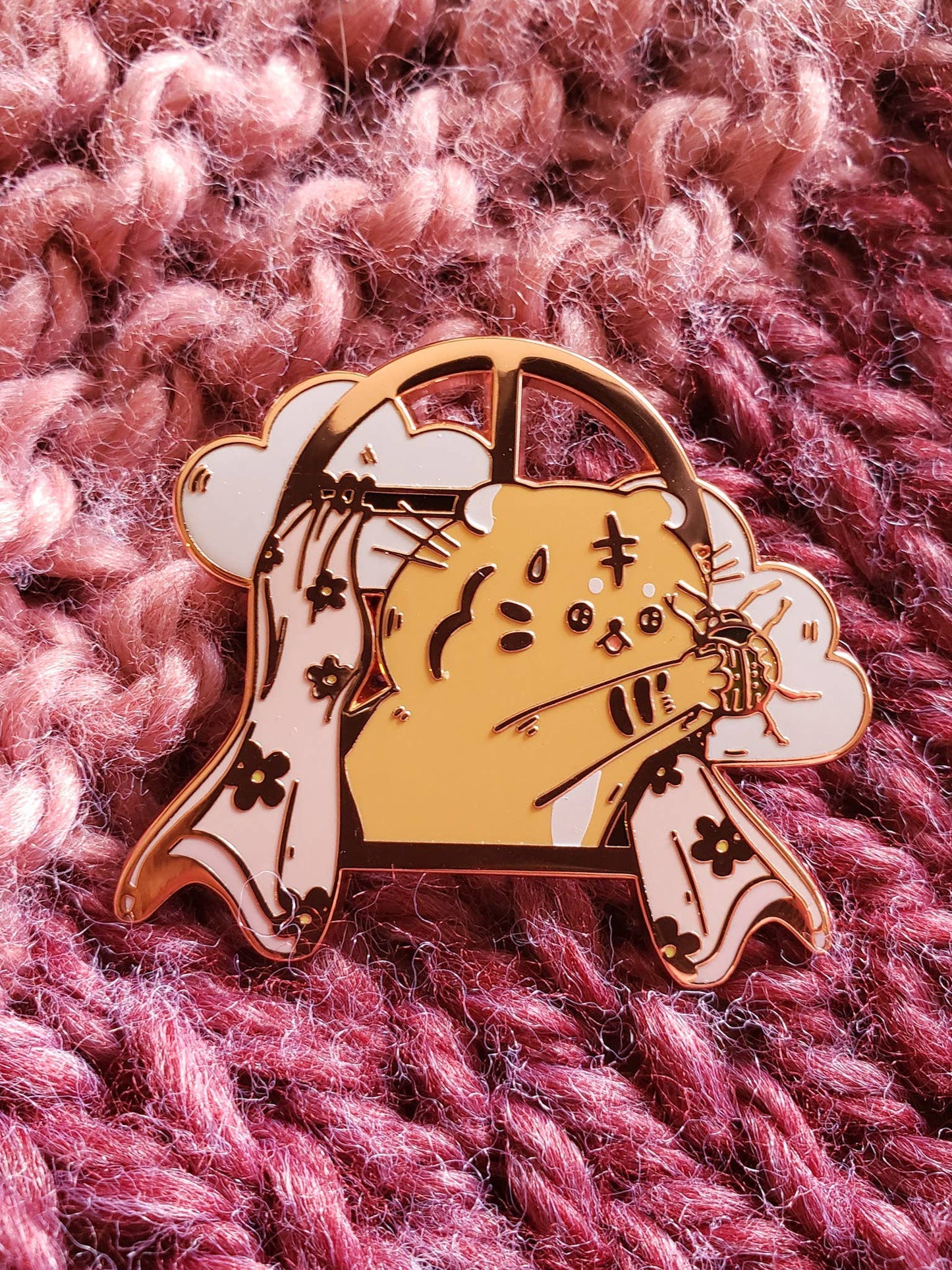 Camccat - Bug Catching Cat Spring Tiger Copper Plated Hard Enamel Pin