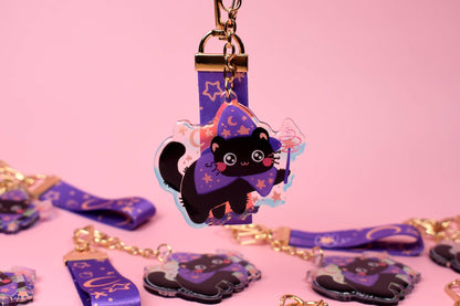 Frazzled Wizard Cat Keychain