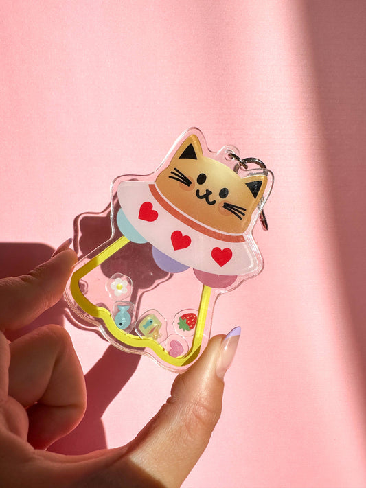 Sunnie Creative - Cat UFO Shaker Acrylic Keychain