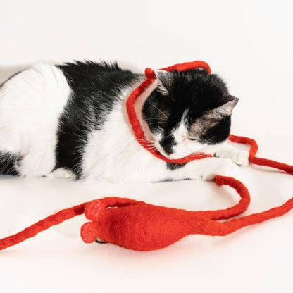 Wool Mouse Cat Toy 6-Foot-Tail - red rainbow unicorn dragon