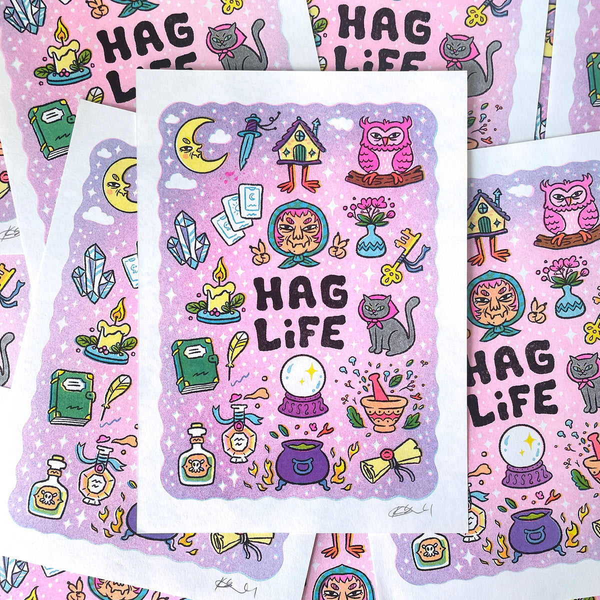 Hag Life - Riso Mini Print, Witch Yaga Art
