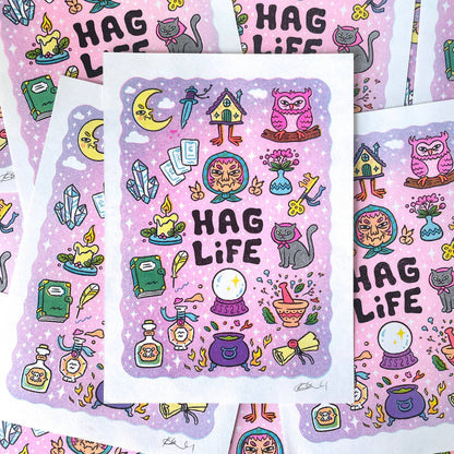 Hag Life - Riso Mini Print, Witch Yaga Art