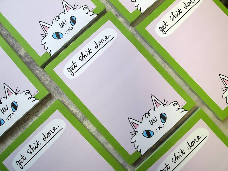 Get S- Done funny Cat Notepad