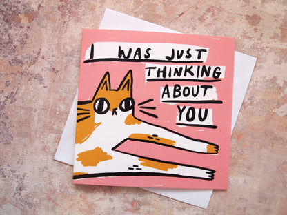 Thinking of you Cat Notecard Blank Greetings Card