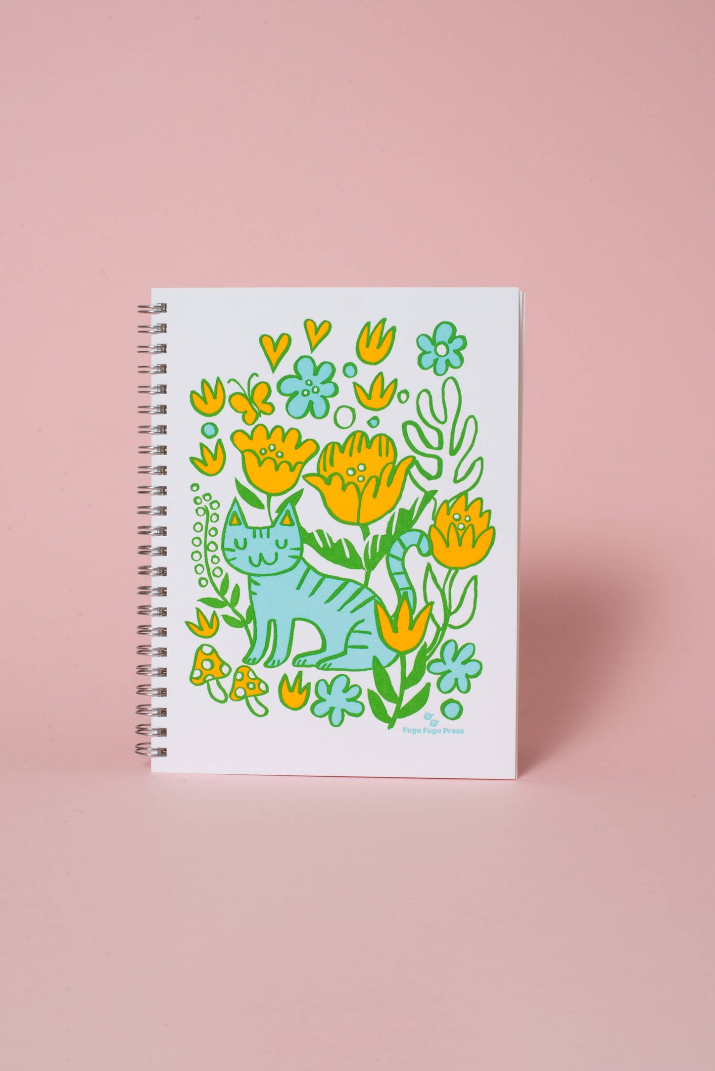 Egg Press Manufacturing - Cat Garden Blank Letterpress Notebook by Fugu Fugu