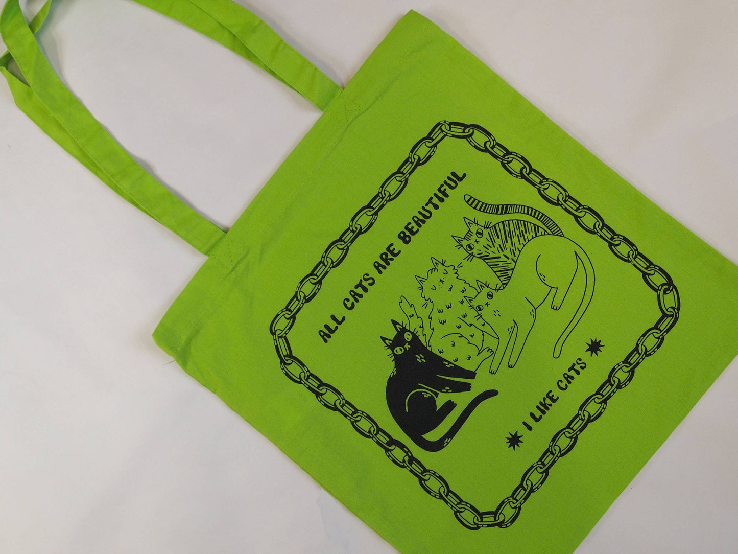 I LIKE CATS - All Cats Are Beautiful Cat Illustration green Tote Bag