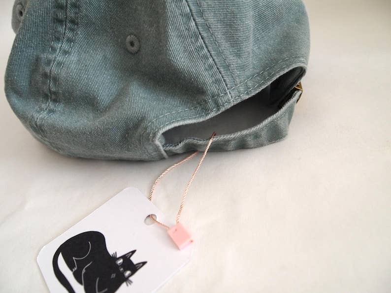 I LIKE CATS embroidered washed sage green vintage style baseball cap