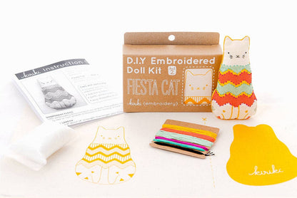 Fiesta Cat Embroidery Doll Kit