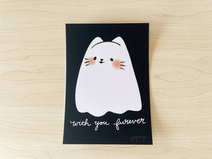 Ghost Cat Mini Print / Postcard