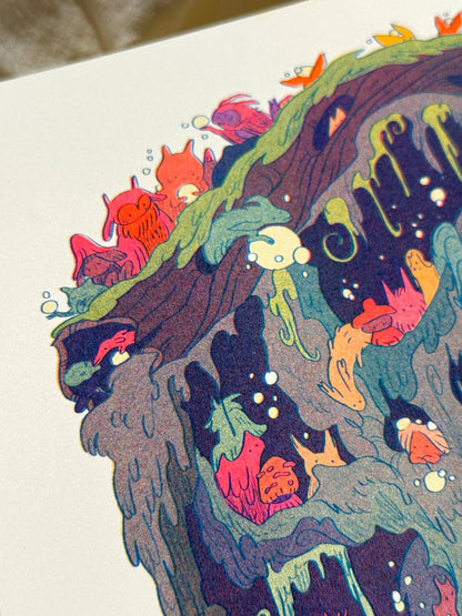 The Night Parade Small Riso Print / Woodfolk Collection