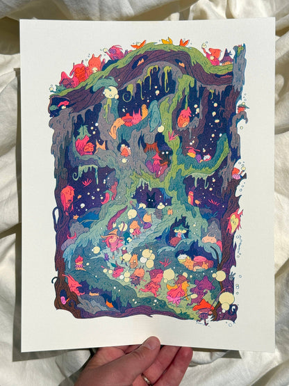 The Night Parade Small Riso Print / Woodfolk Collection