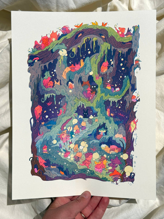 The Night Parade Small Riso Print / Woodfolk Collection