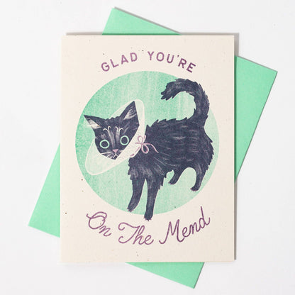 Glad You're On The Mend Risograph Get Well Card