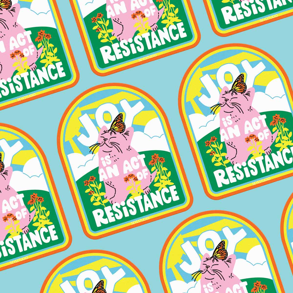 Joy is an Act of Resistance Kitten Vinyl Sticker