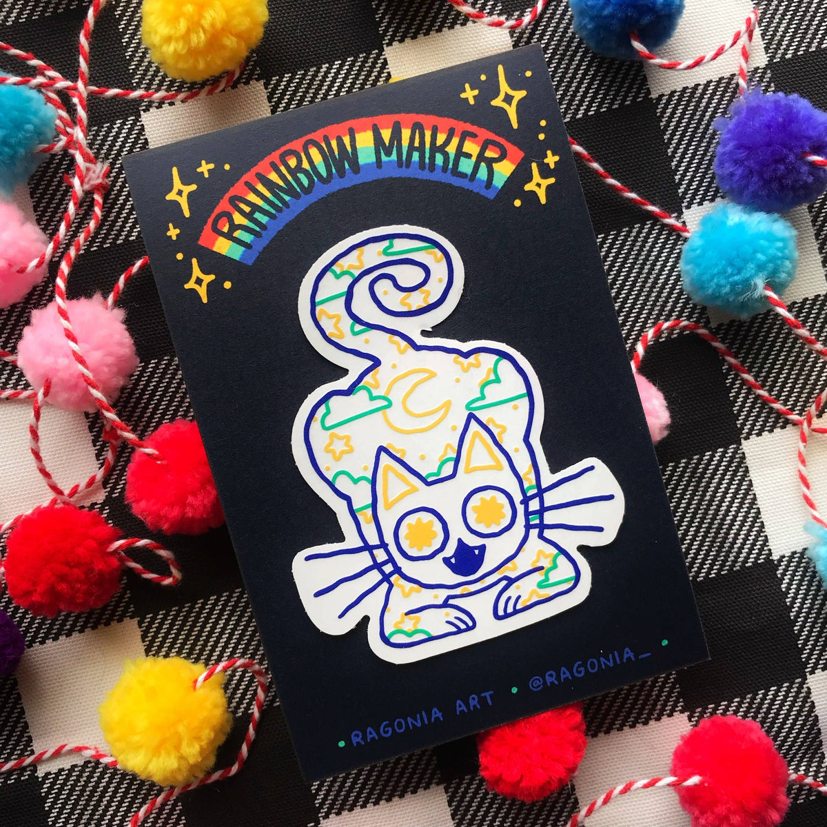 Cosmic Cat Rainbow Maker Sticker (in Blue/Turqoise)