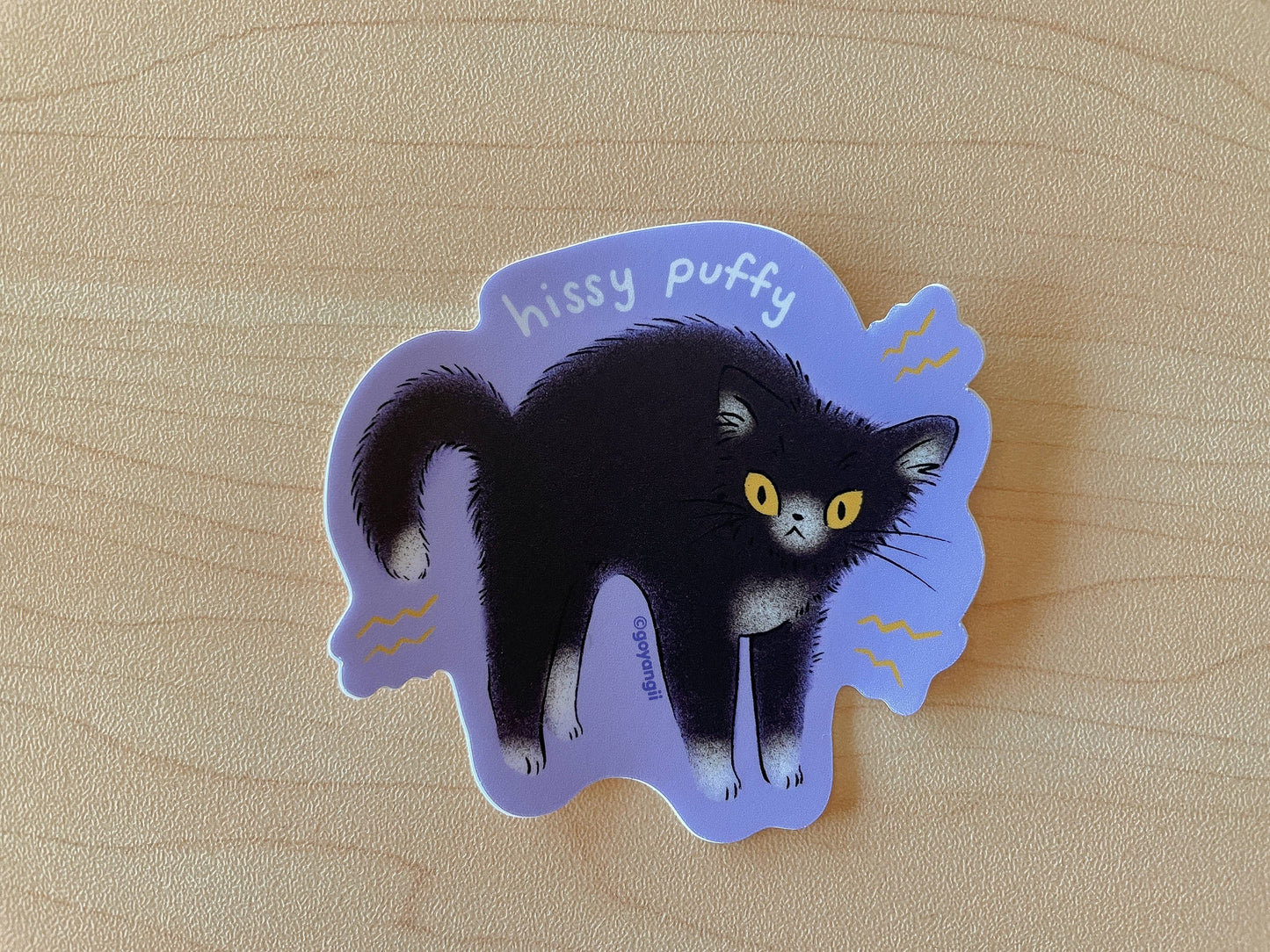 Hissy Puffy Kitty Waterproof Vinyl Sticker