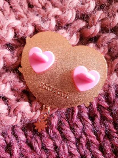 Camccat - Flower Lover Kawaii Tiger Cat Copper Plated Hard Enamel Pin