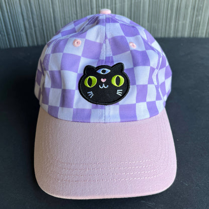 Black Cat Checkerboard hat