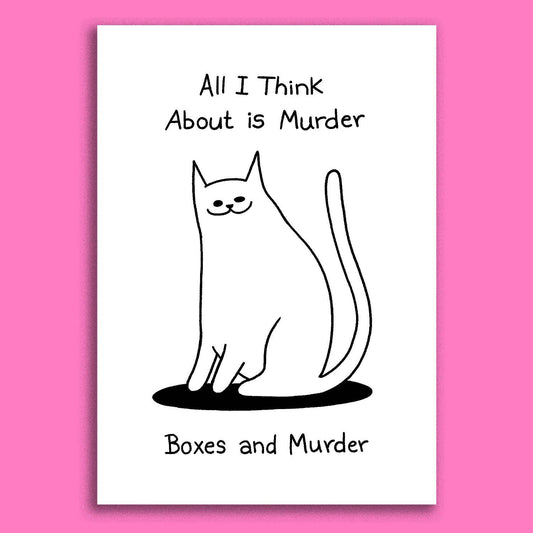 Boxes and Murder Greeting Card With Envelope