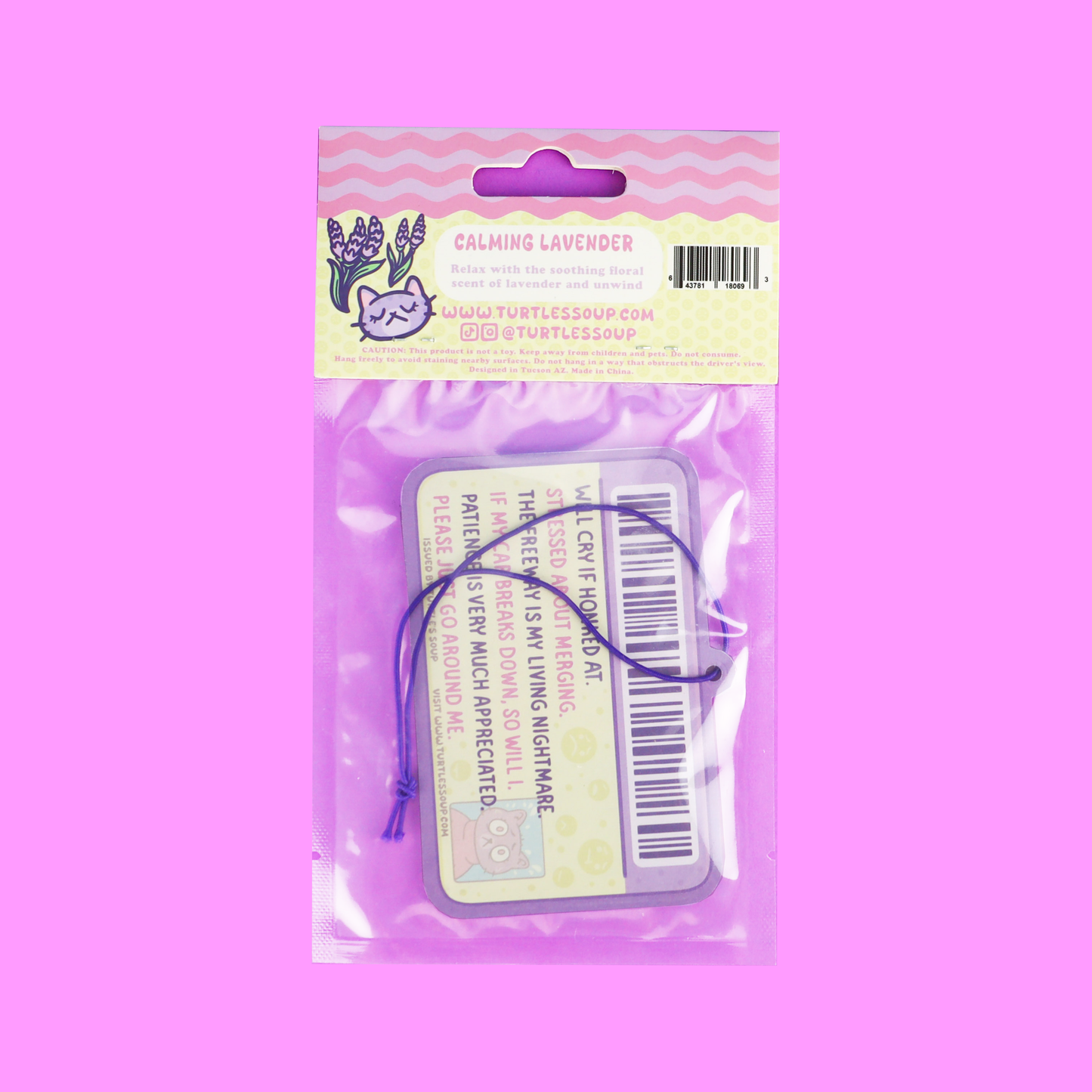 Nervous Driver Car Air Freshener, Lavender Scented, Cute
