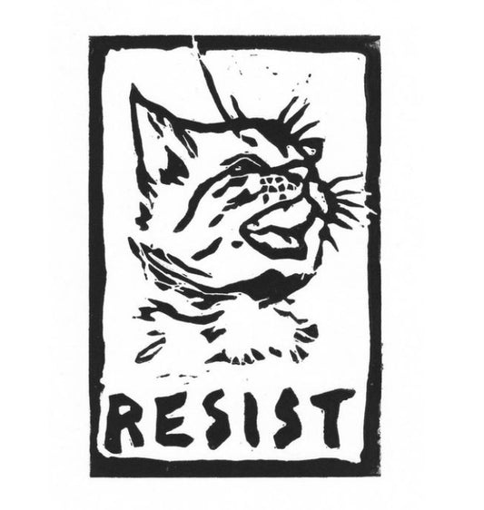 Resist linocut print but Stephanie Han