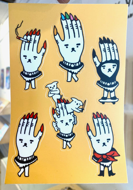 Cat Hand sticker sheet by Nick Vargas