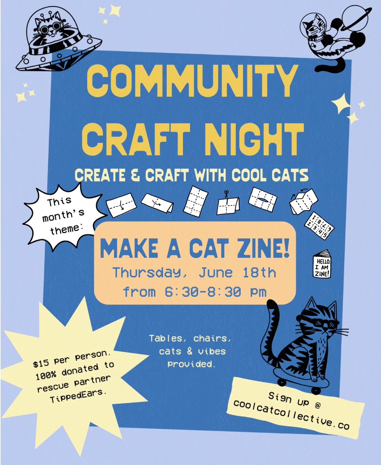 Community Craft Night: Make A Cat Zine! 6.18