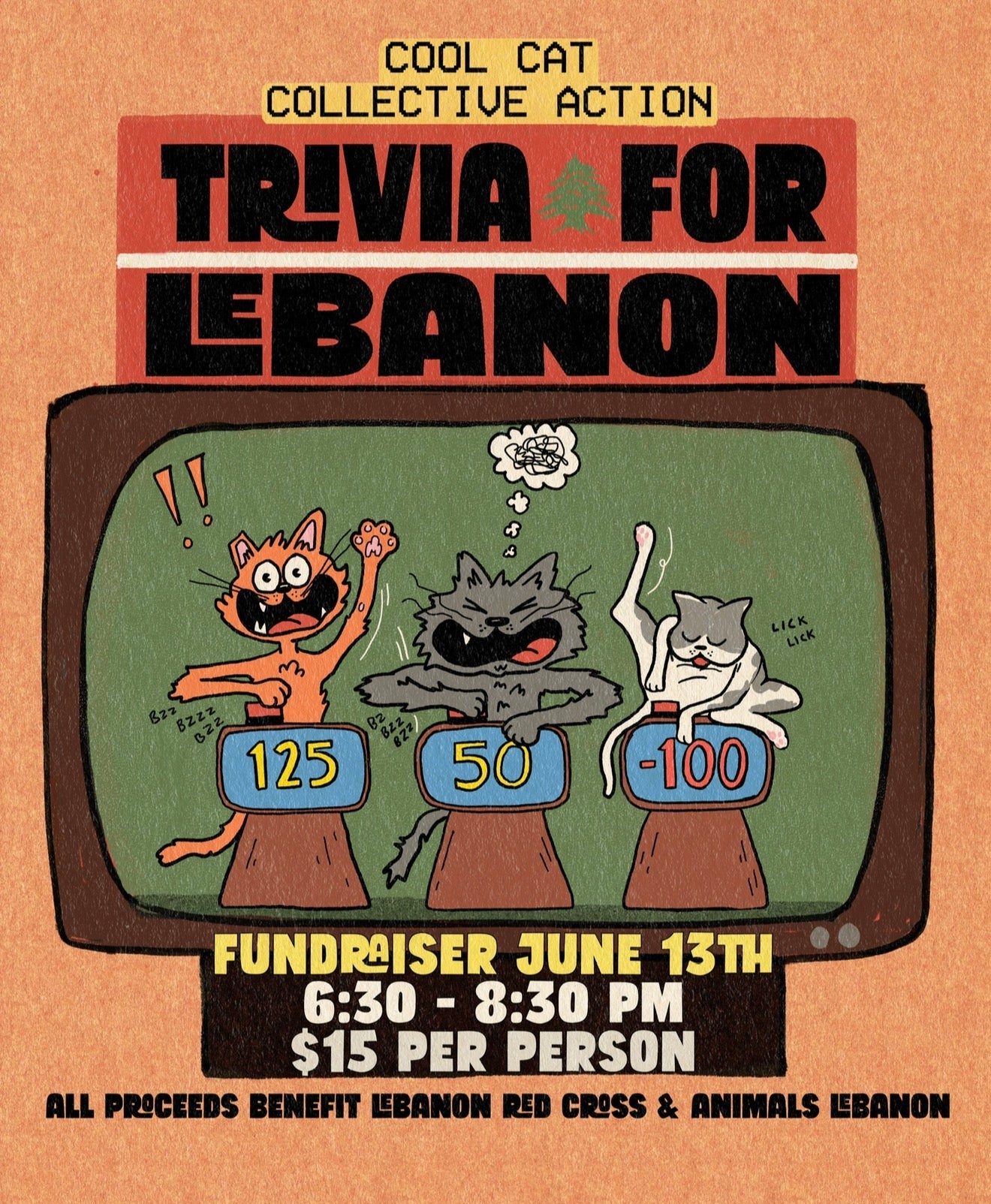 Cool Cat Collective Action: Trivia for Lebanon Fundraiser 7/9