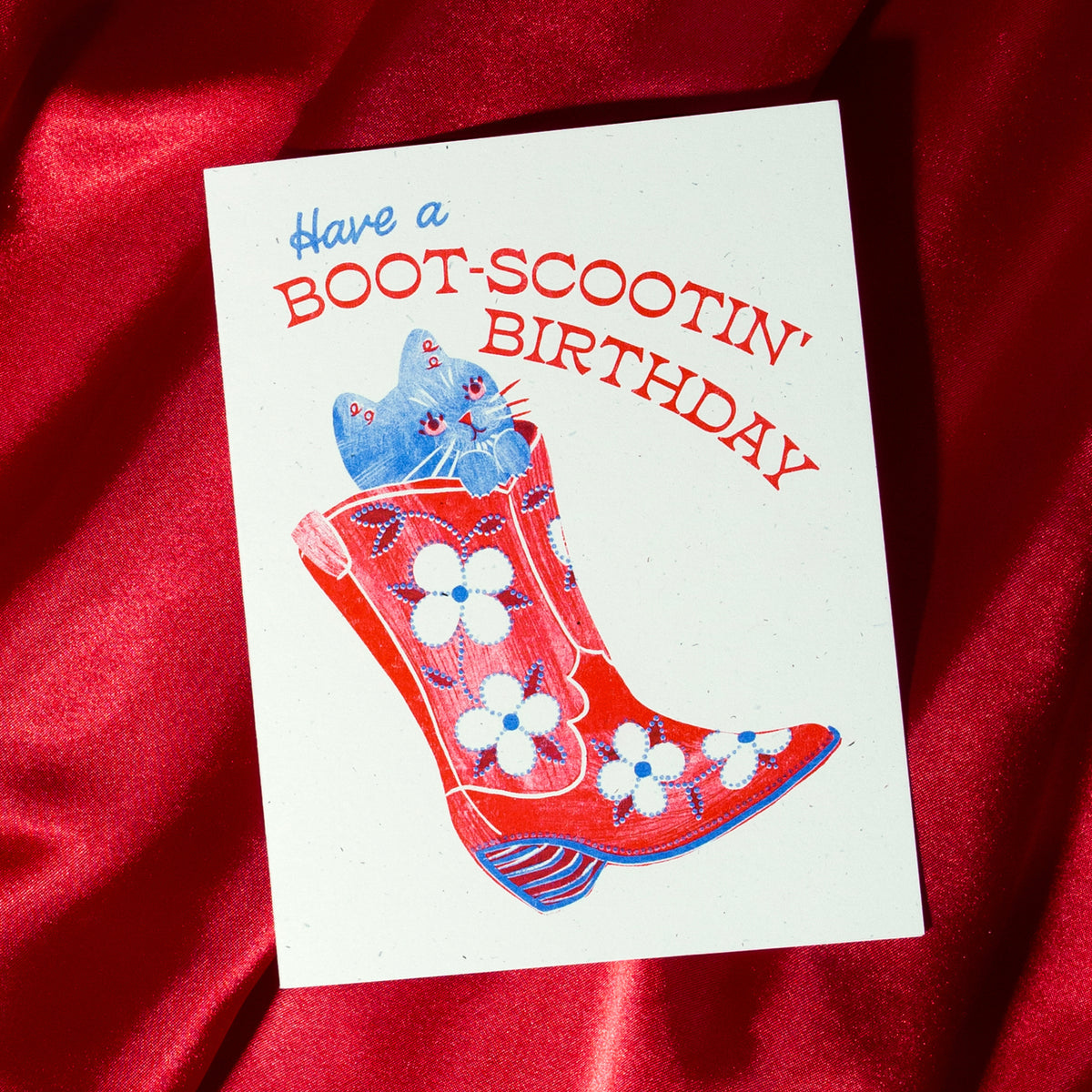 Boot-Scootin' Birthday Risograph Card