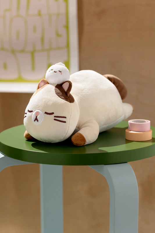 LAYING FAT SIAMESE CAT MOCHI PLUSH