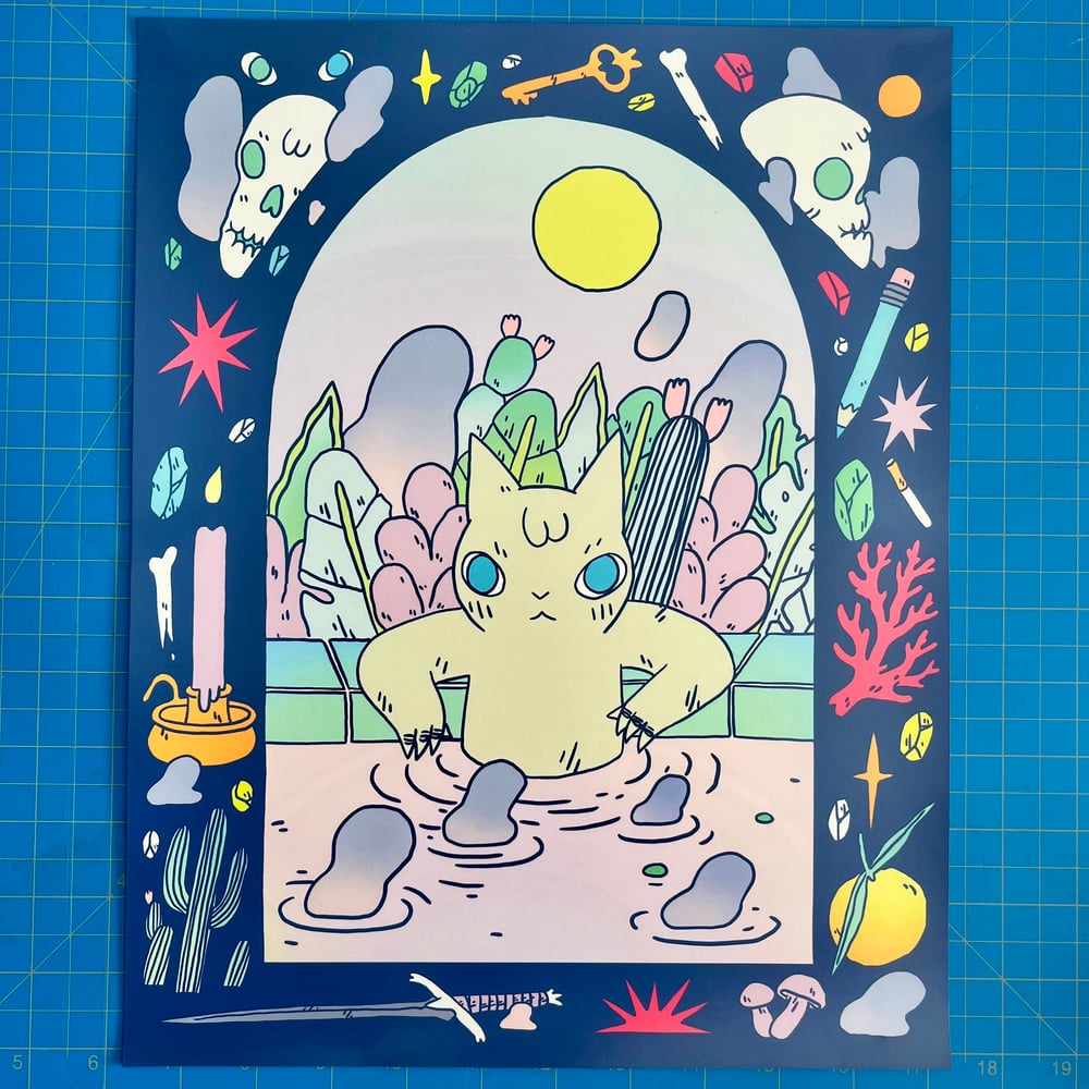 Cat In Water print by Deth P Sun